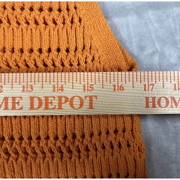 ZARA Sleeveless Size L Crew Neck Open Knit Orange Sweater Vest Autumnal Layering - Picture 9 of 11